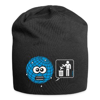 Cartoon: Earth - Avoid Flights / No Air Travel! - Jersey Beanie - black - Front