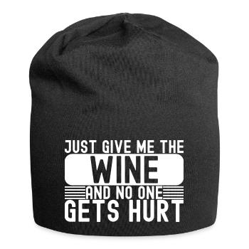 Funny Drinking Just Give Me The Wine - Jersey Beanie - black - Front