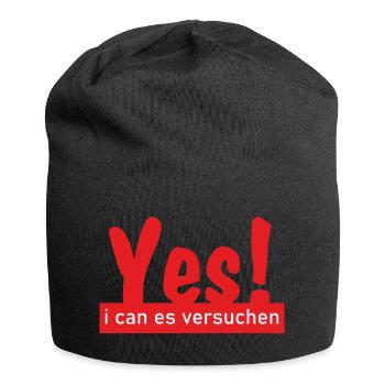 Yes i can es versuchen! - Jersey-Beanie - Schwarz - Vorne