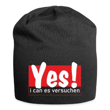 Yes i can es versuchen! - Jersey-Beanie - Schwarz - Vorne