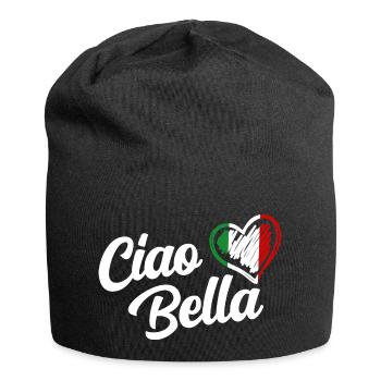 Damen Ciao Bella Italienisch Hallo schönes Geschenk - Jersey-Beanie - Schwarz - Vorne