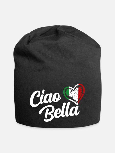 Damen Ciao Bella Italienisch Hallo schönes Geschenk - Jersey-Beanie - Schwarz