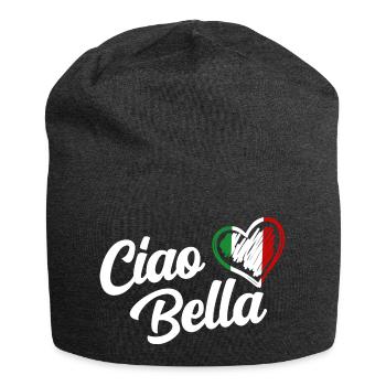 Womens Ciao Bella Italian Hello Beautiful Gift - Jersey Beanie - charcoal grey - Front
