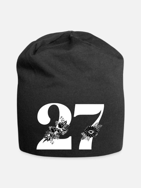 Numéro 27 floral noir -27e anniversaire floral - Bonnet en jersey - noir