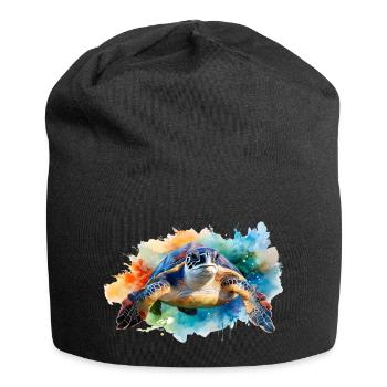 A water turtle in colorful watercolor style - Jersey Beanie - black - Front