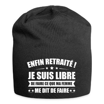 idee cadeau papy départ en retraite homme humour - Bonnet en jersey - noir - Devant