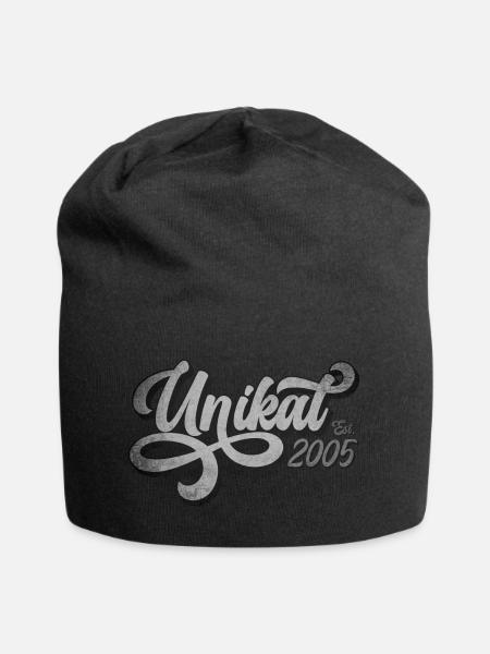 Unikat Est. 2005 - Geschenk 21. Geburtstag - Jersey-Beanie - Schwarz