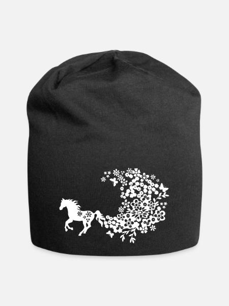 Flower Horse - Jersey-Beanie - Schwarz