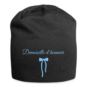 Blaue Schleife Brautjungfer - Jersey-Beanie - Schwarz - Vorne