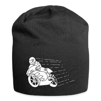 Weißer Biker und Geschwindigkeit - Jersey-Beanie - Schwarz - Vorne