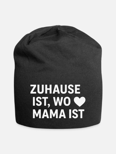 Zuhause ist, wo Mama ist – Liebevolles Mama Logo - Jersey-Beanie - Schwarz