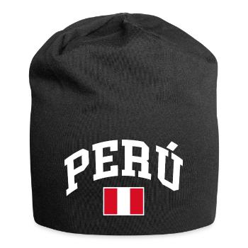 Peru Flagge - Jersey-Beanie - Schwarz - Vorne