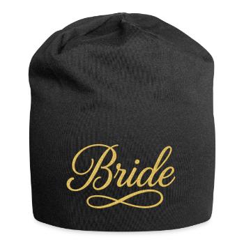 Elegant Gold Bride Script Design - Jersey Beanie - black - Front