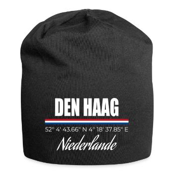Den Haag - Jersey-Beanie - Schwarz - Vorne