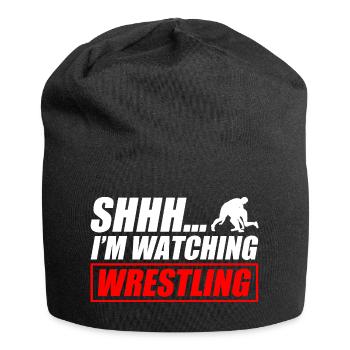 Je regarde catching wrestling drôle, catcheur - Bonnet en jersey - noir - Devant
