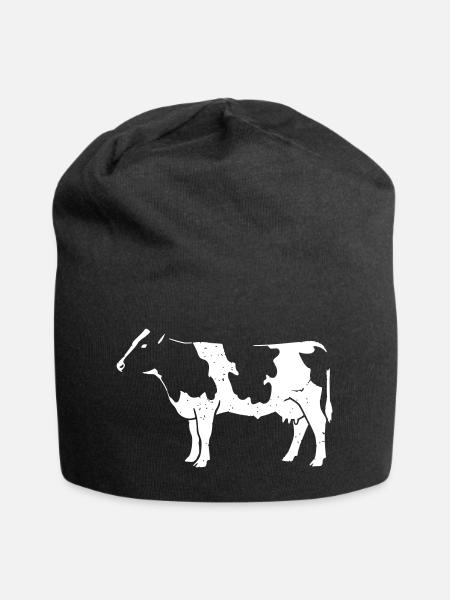 Kuh Rind Bauernhof Landwirt Tierschutz Vektor - Jersey-Beanie - Schwarz