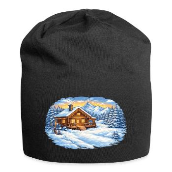 Winter ski hut in the mountains – Alpine idyll - Jersey Beanie - black - Front