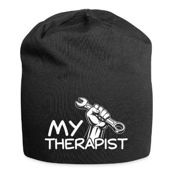 My therapist Car lover car guy mechanic - Jersey-Beanie - Schwarz - Vorne
