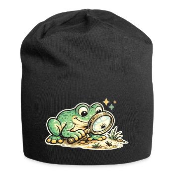 Frog detective in search of clues - Jersey Beanie - black - Front