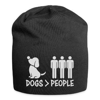 Chiens sur les gens, chien Drôle de proverbe antisocial - Bonnet en jersey - noir - Devant