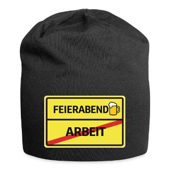 Feierabend statt Arbeit Bier Feierabend Ortsschild - Jersey-Beanie - Schwarz - Vorne