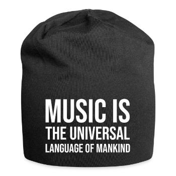 Musik ist universelle Sprachtypografie - Jersey-Beanie - Schwarz - Vorne