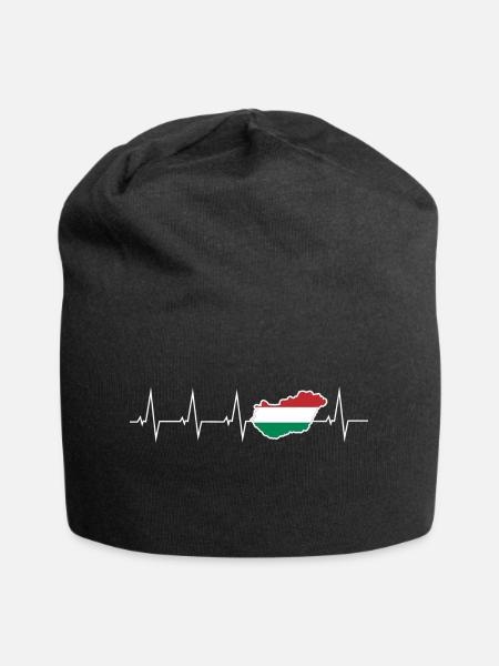 Ich liebe Ungarn - Herzschlag - Jersey-Beanie - Schwarz