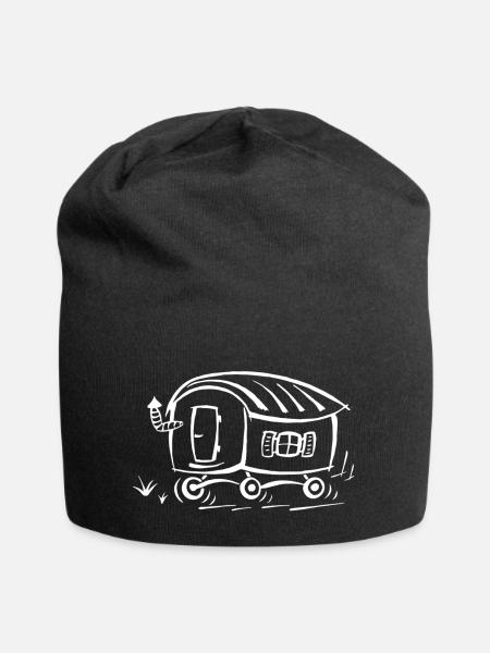 Bauwagen/Bauwong - Logo/Bild/Zeichnung weiss - Jersey-Beanie - Schwarz