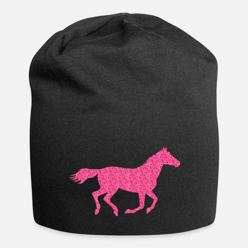 Glitzer Pferd - Jersey-Beanie - Schwarz