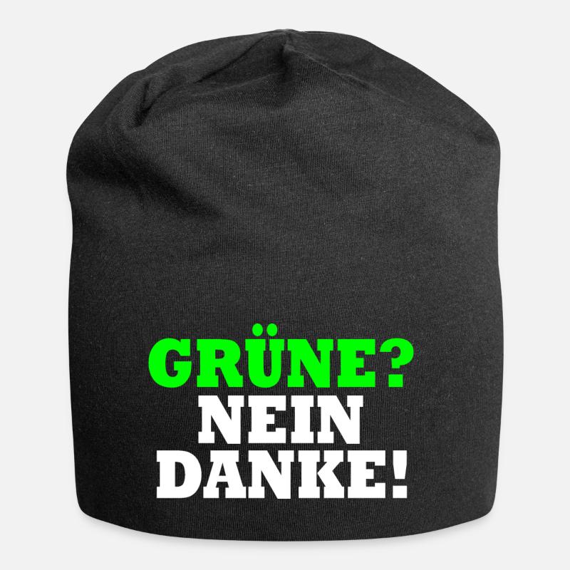 Grüne Nein Danke - Jersey-Beanie - Schwarz
