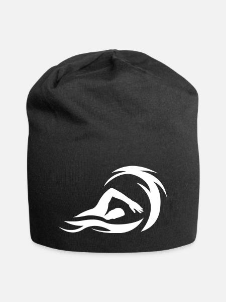 Schwimmen Schwimmer Natur See Meer Team Grafik - Jersey-Beanie - Schwarz