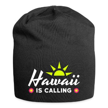 Hawaï appelle (soleil, rayons du soleil, fleurs) - Bonnet en jersey - noir - Devant