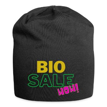 bio sale wow, sayings, gift - Jersey Beanie - black - Front