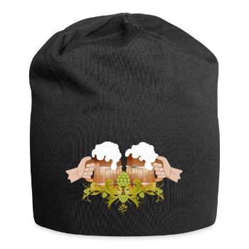 two filled beer mugs To toast Cheers - Jersey Beanie - black - Front
