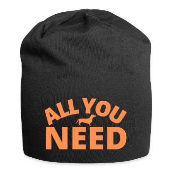 Dackel Dackelfreund Dackelliebe Hundemensch - Jersey-Beanie - Schwarz - Vorne