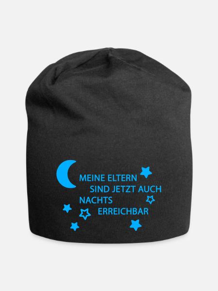 Eltern erreichbar hellblau - Jersey-Beanie - Schwarz