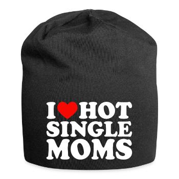 I Love Hot Single Moms I Red Heart Single Moms - Jersey-Beanie - Schwarz - Vorne