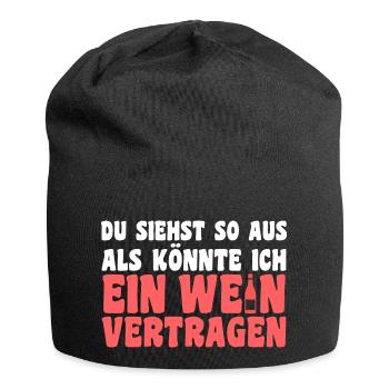 Ich Mit Dir Du Mit Mir Wir Mit Wein - Jersey-Beanie - Schwarz - Vorne