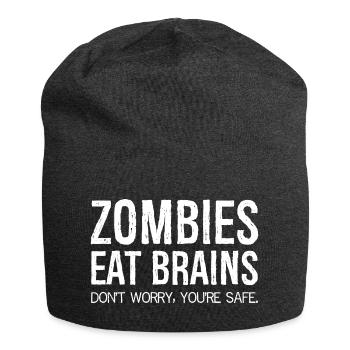 Zombies Eat Brains Funny Shirt - Jersey Beanie - charcoal grey - Front