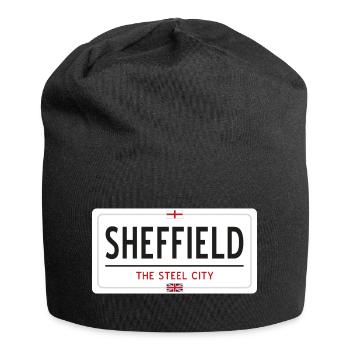 Ortsschild Sheffield - Jersey-Beanie - Schwarz - Vorne