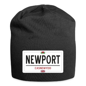 Ortsschild von Newport - Jersey-Beanie - Schwarz - Vorne