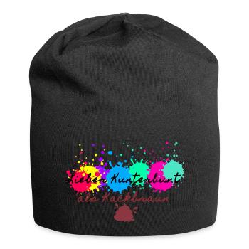 Lieber kunterbunt als kackbraun,anti afd - Jersey-Beanie - Schwarz - Vorne