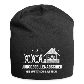 JGA – Sie Wartet Schon Auf Mich! (Haus / White) - Jersey-Beanie - Schwarz - Vorne