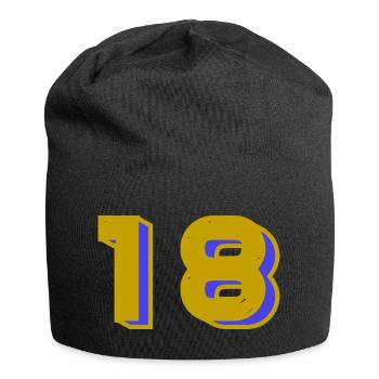18. 18 ANS. 18e ANNIVERSAIRE. ANNIVERSAIRE 18 ANS. - Bonnet en jersey - noir - Devant