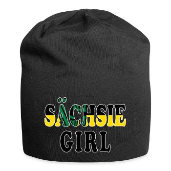 Sächsie Girl - Lustiger Denglish-Spruch - Jersey-Beanie - Schwarz - Vorne