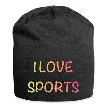 I Love Sports – Bunte Gradient-Schrift - Jersey-Beanie - Schwarz - Vorne