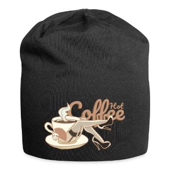 Hot coffee sexy old school pinup - Jersey Beanie - black - Front