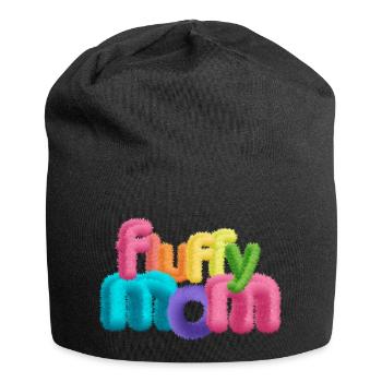 Fluffy Mom – Fluffy 3D Typography - Jersey Beanie - black - Front