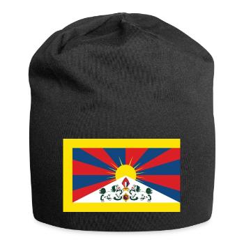 Offizielle tibetische Chungpo-Flagge - Jersey-Beanie - Schwarz - Vorne