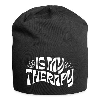 Is My Therapy – Retro Statement - Jersey-Beanie - Schwarz - Vorne